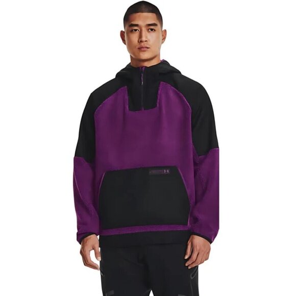 NWT Under Armour Men's Mission Boucle Anorak Hooded Purple Jacket - Picture 1 of 7